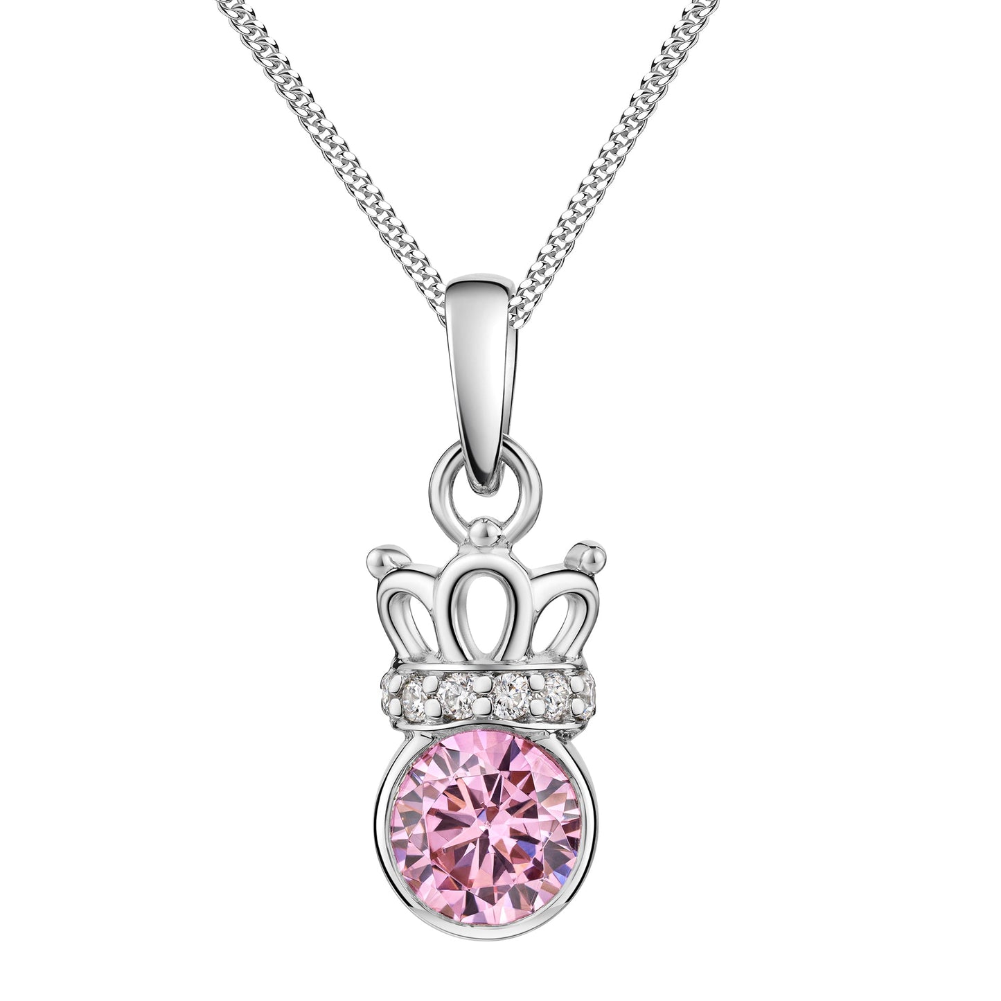 Anhänger mit Kette Panzerkette 925/- Sterling Silber rhodiniert 38,0cm Zirkonia
