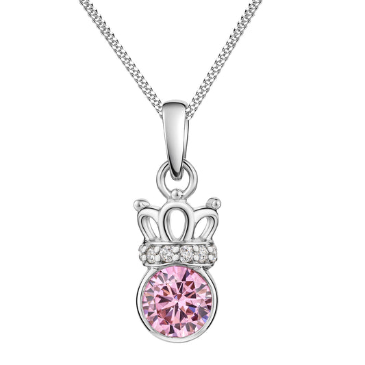 Anhänger mit Kette aus 925/- Sterling Silber rhodiniert Zirkonia in weiß und pink