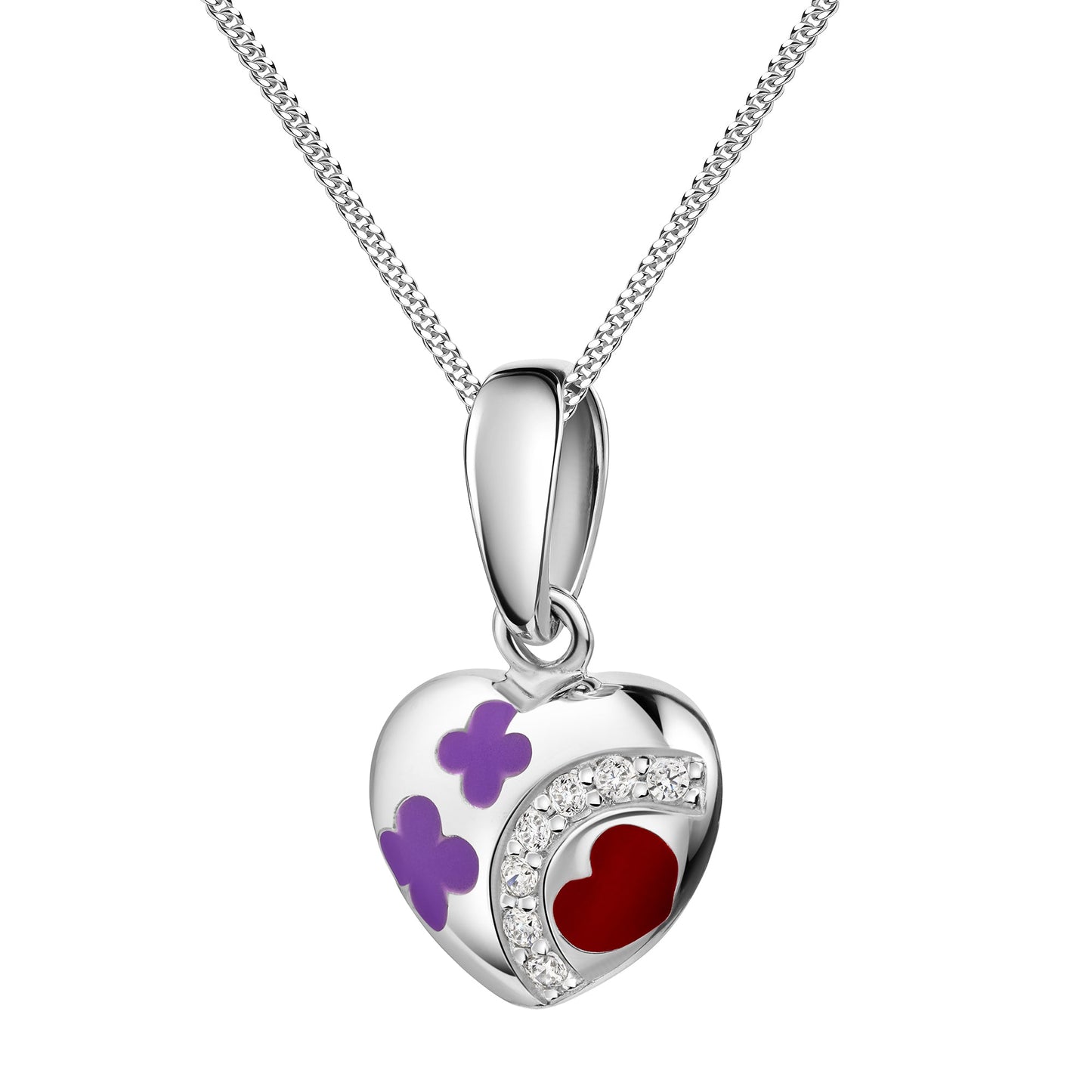 Anhänger mit Kette Panzerkette 925/- Sterling Silber rhodiniert 38,0cm Zirkonia