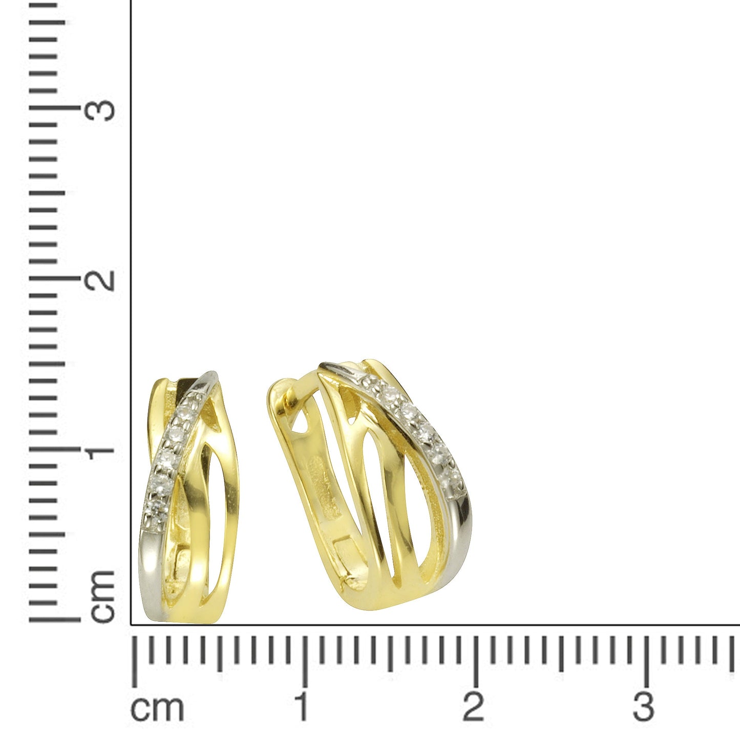 Ohrringe 925/- Sterling Silber vergoldet 1,45cm Zirkonia