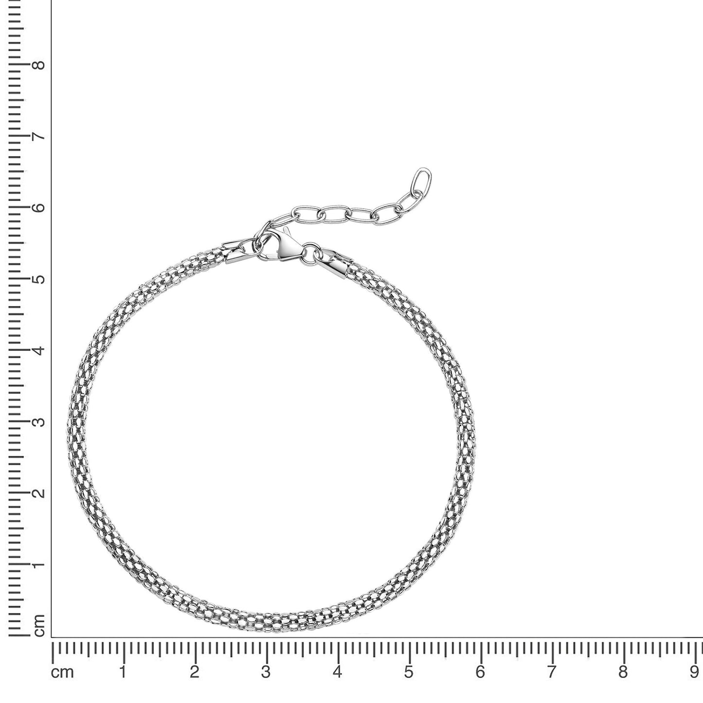 Armband 925 Silber rhodiniert Himbeerkette 925/- Sterling Silber rhodiniert 18cm Zirkonia