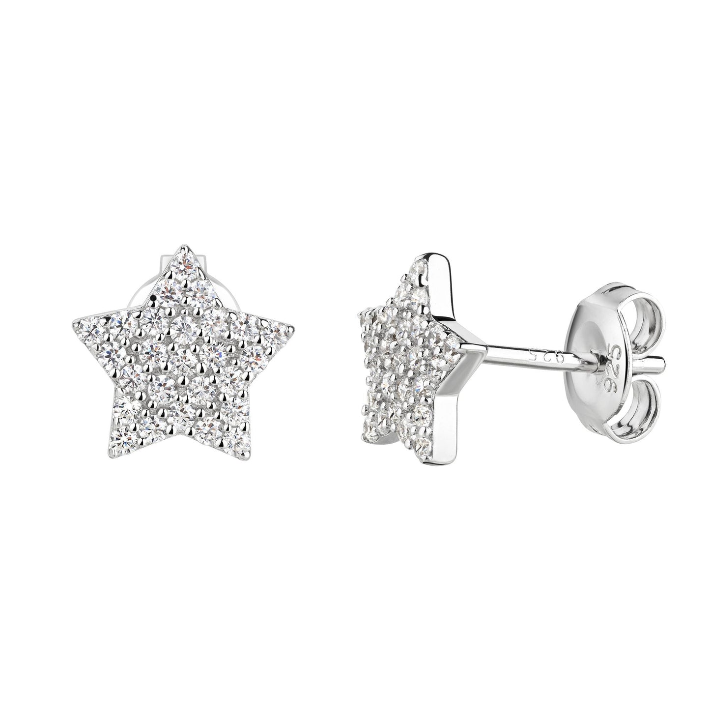 Ohrstecker 925 Sterling Silber rhodiniert Zirkonia 925/- Sterling Silber rhodiniert 0,98cm Zirkonia