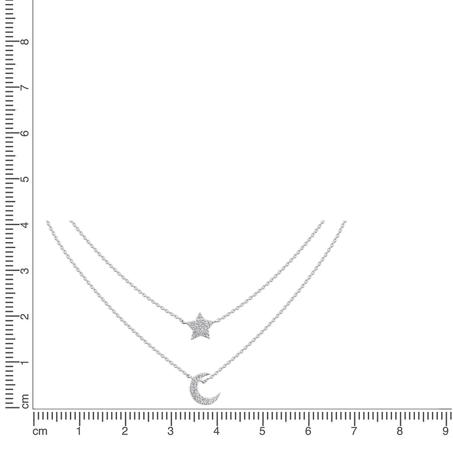 Collier 925 Silber rhodiniert Zirkonia Ankerkette 925/- Sterling Silber rhodiniert 42cm Zirkonia