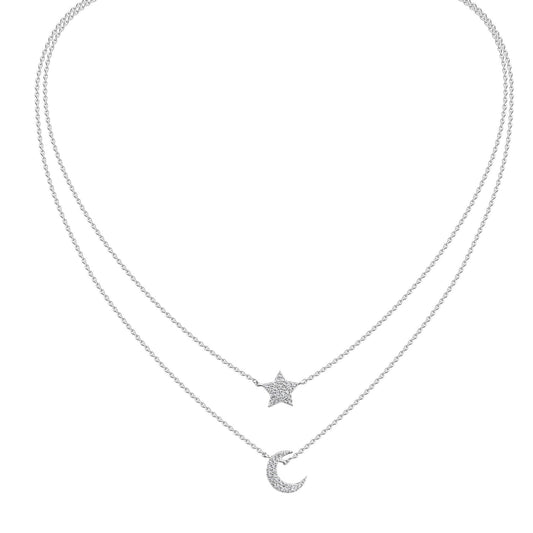 Celesta Silber Collier aus 925 Silber rhodiniert Zirkonia