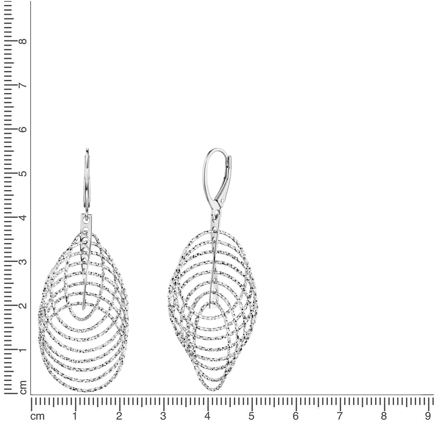 Ohrhänger 925 Sterling Silber rhodiniert 925/- Sterling Silber rhodiniert 5,8cm Zirkonia