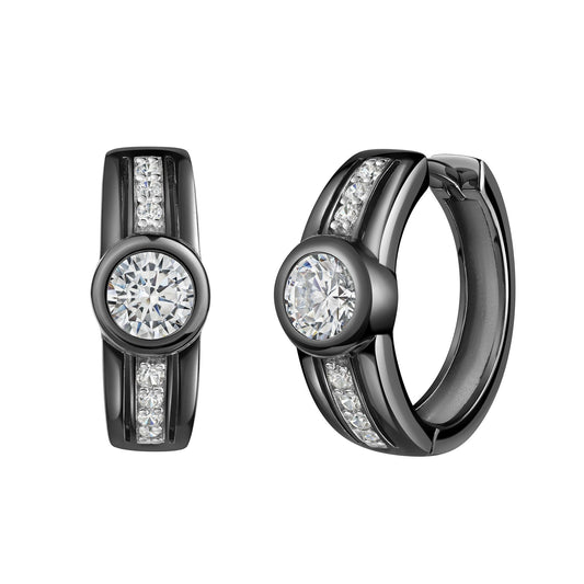 Celesta Creolen 925 Sterling Silber rhodiniert/schwarz Zirkonia