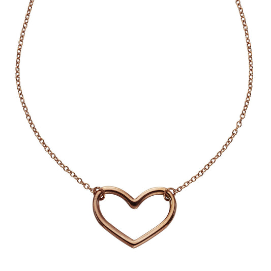 ZEEme Stainless Steel - Damen Halskette Herz Collier Edelstahl rosé vergoldet 45+5cm