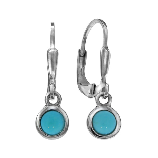 Ohrringe aus 925 Sterling Silber rhodiniert mit Türkis 4mm