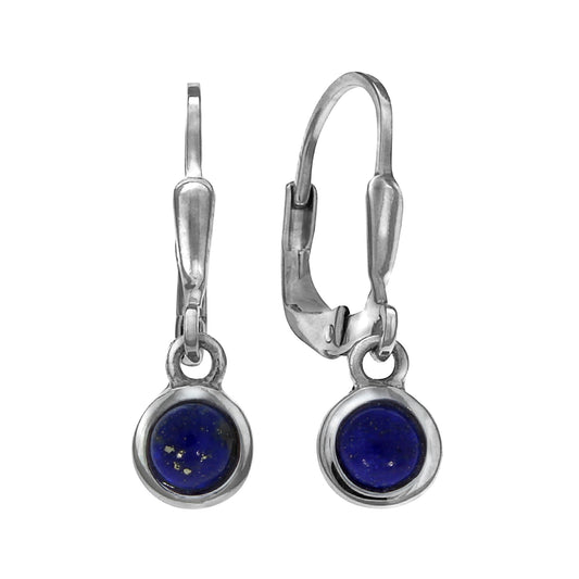 Ohrringe 925 Sterling Silber rhodiniert mit Lapis 4mm
