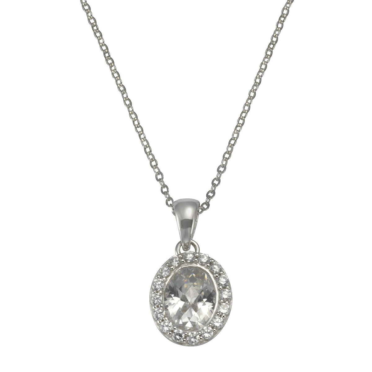 Halskette Ankerkette 925/- Sterling Silber rhodiniert 45,0cm Zirkonia