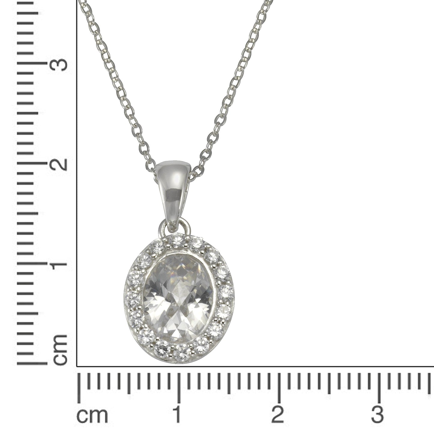 Halskette Ankerkette 925/- Sterling Silber rhodiniert 45,0cm Zirkonia