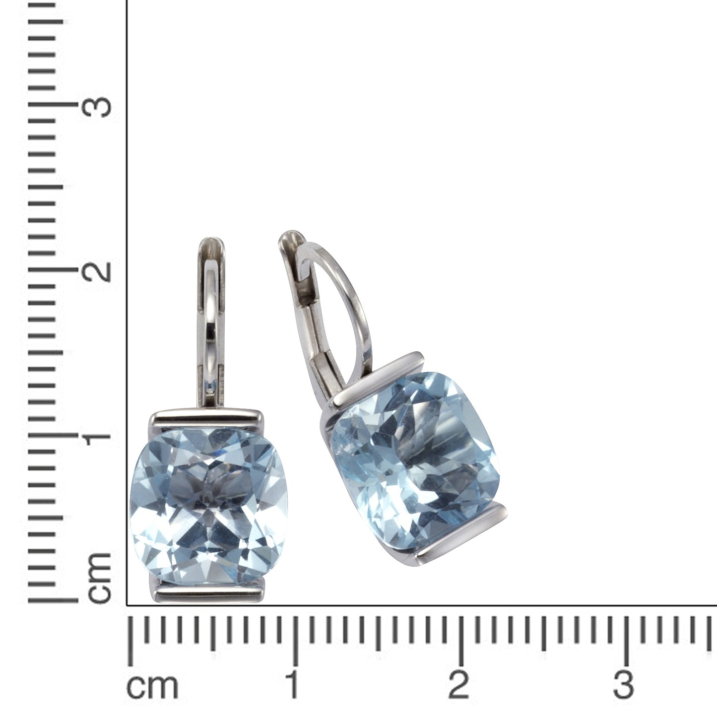 Ohrringe 925/- Sterling Silber rhodiniert 2,2cm Blautopas beh.