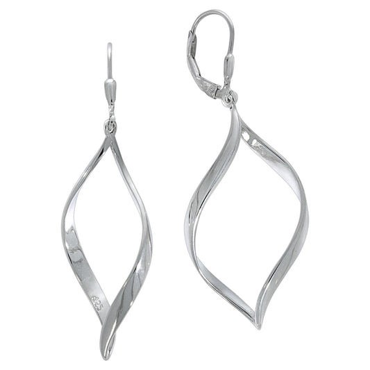 Ohrhänger aus 925 Silber rhodiniert mit geschwungener Form und 5,4cm Länge