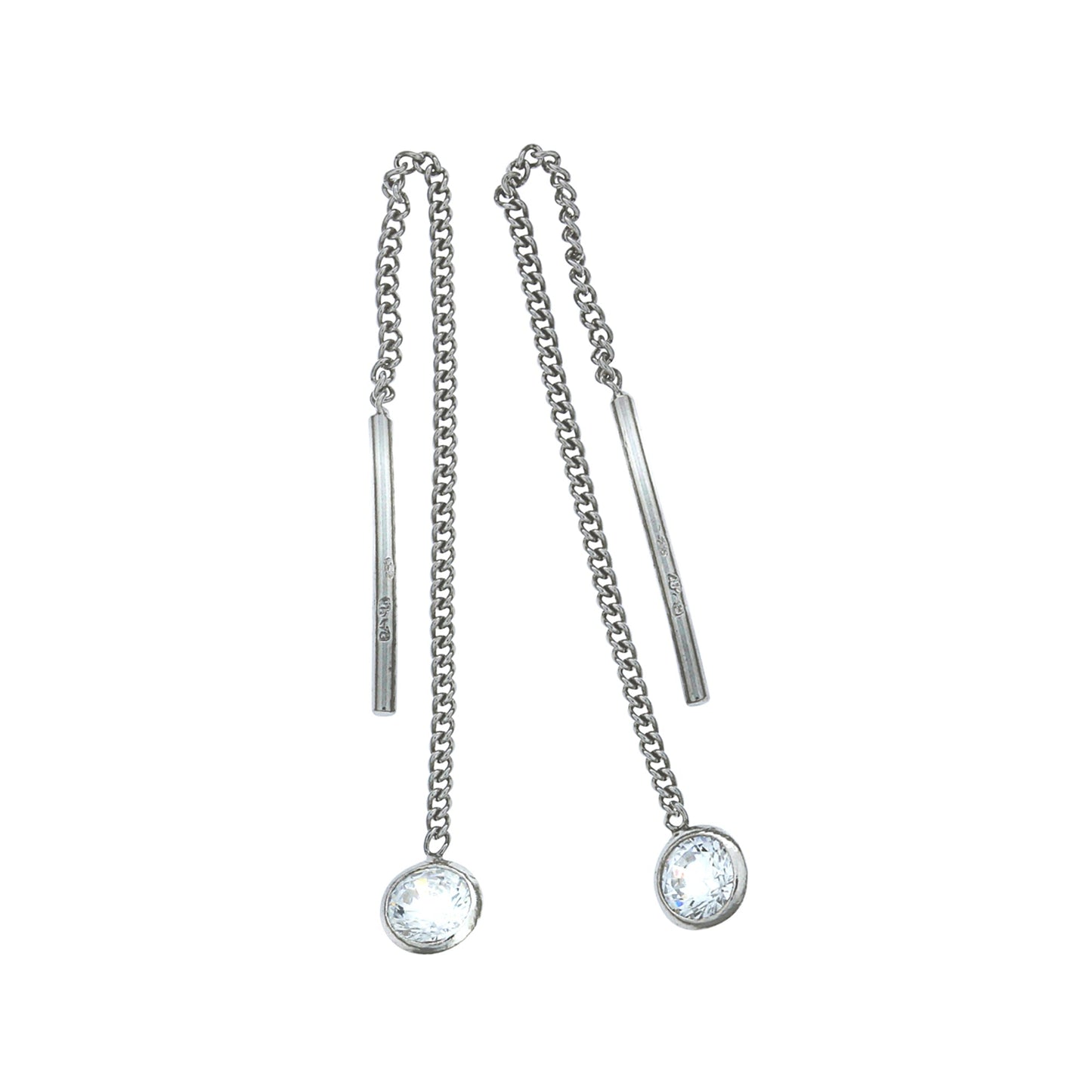 Durchzieh-Ohrringe 925/- Sterling Silber rhodiniert 5,8cm Zirkonia