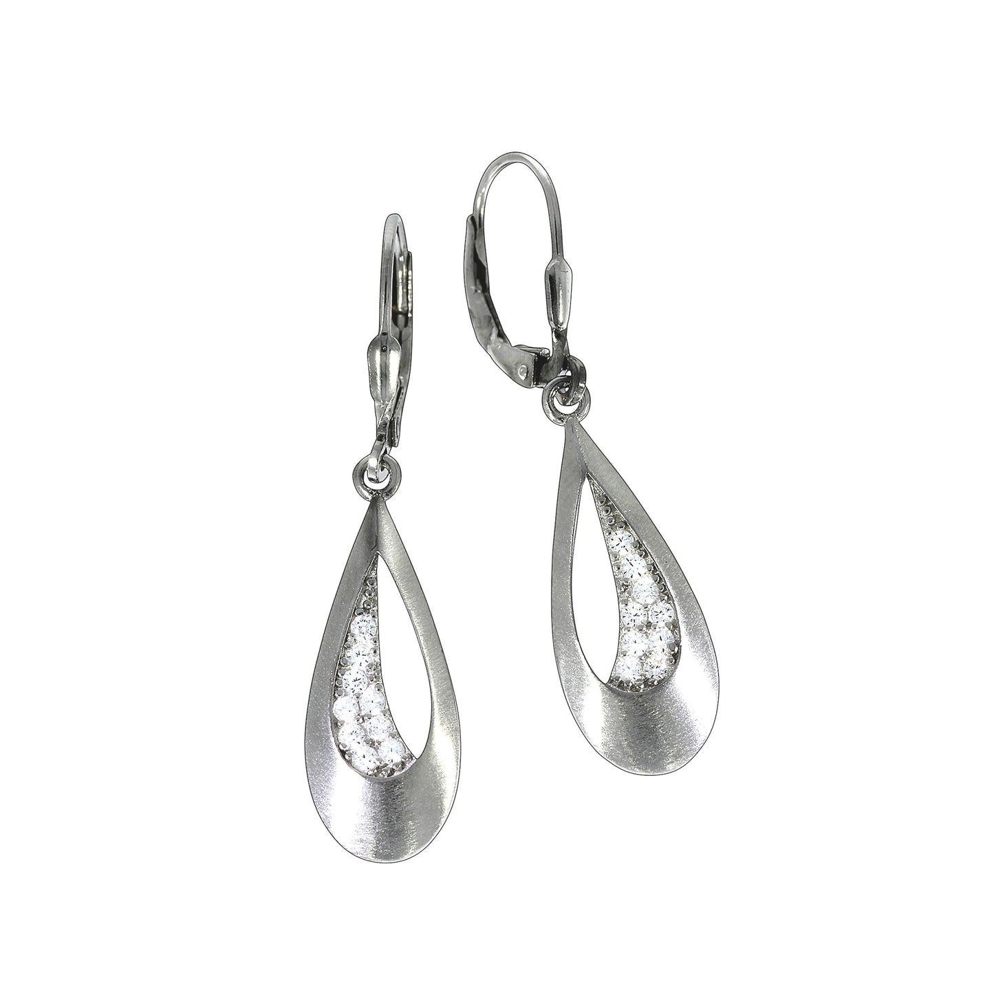 Ohrhänger 925/- Sterling Silber rhodiniert 3,9cm Zirkonia