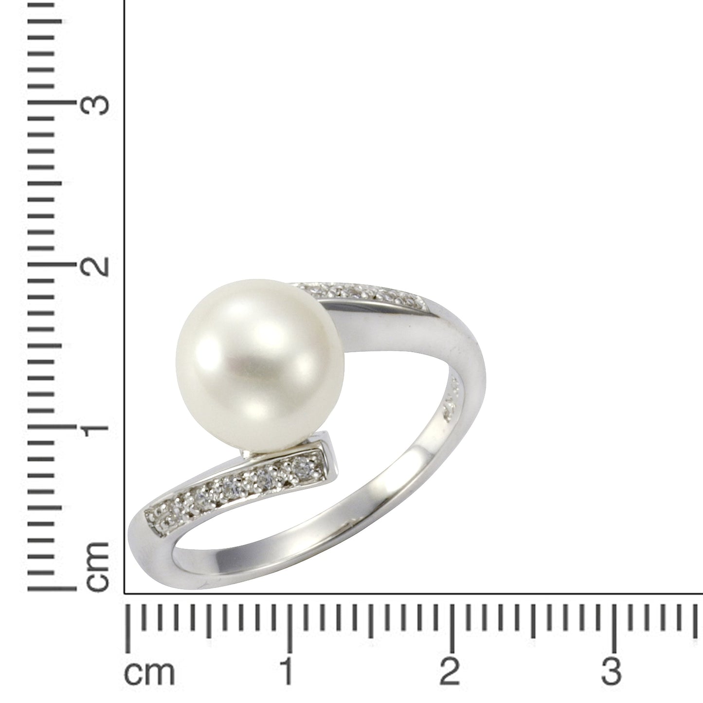 Ring 925/- Sterling Silber rhodiniert Perle