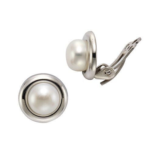 Schmuck Ohrclip Damen 925 Silber mit Perle 1,4cm, 1 Paar günstig kaufen