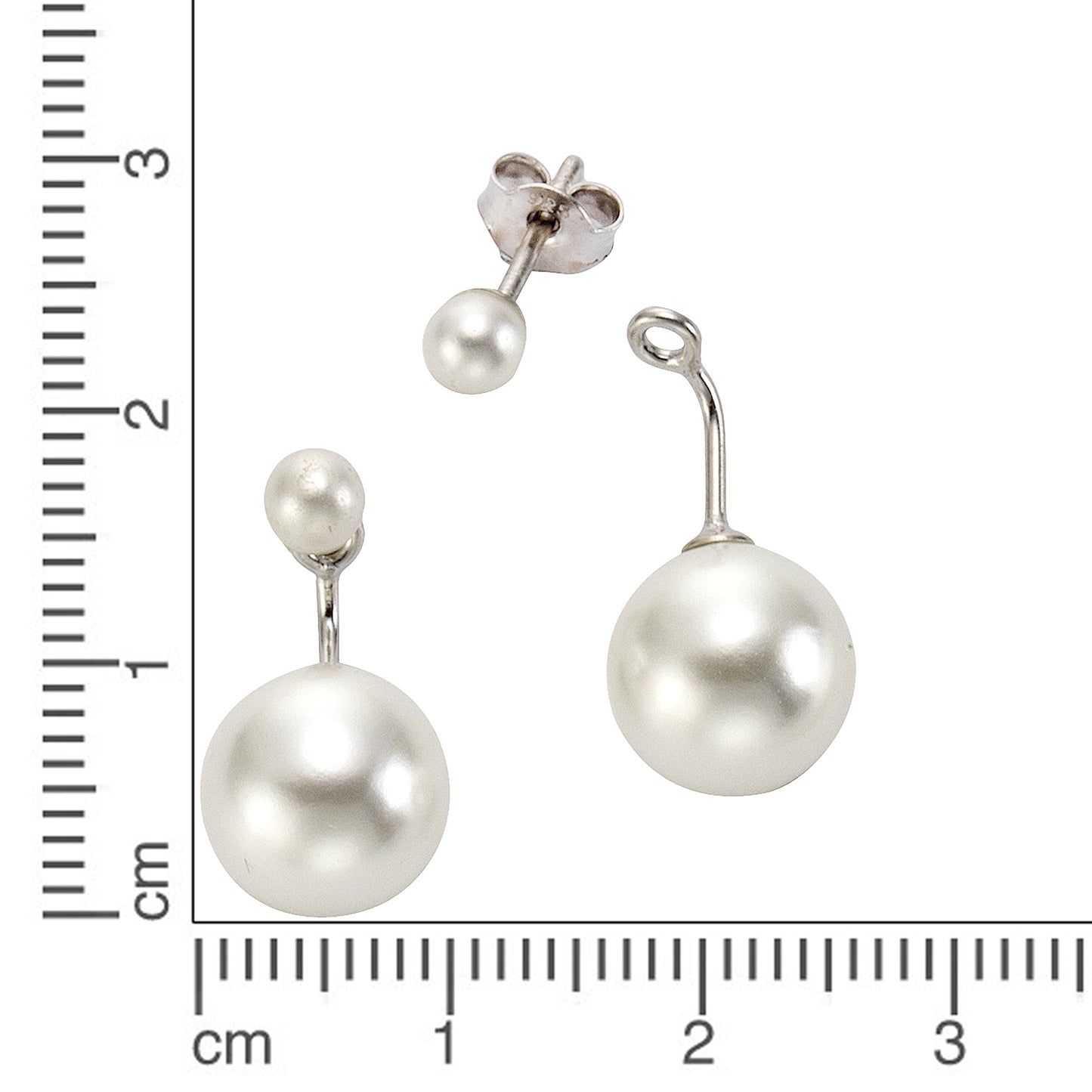 Ohrstecker 925/- Sterling Silber rhodiniert 2,0 cm Perle