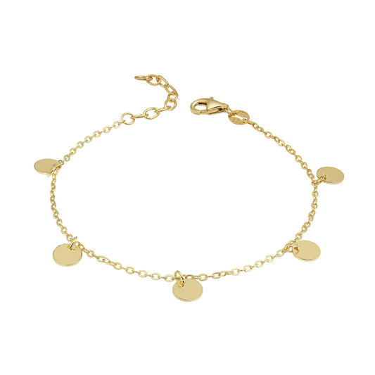 Armband aus 925 Sterling Silber vergoldet mit 5 Plättchen glanz