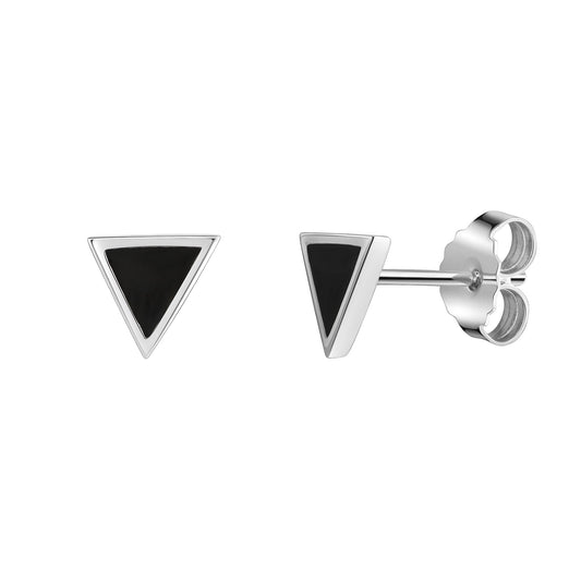 Ohrstecker aus 925/- Sterling Silber rhodiniert Dreieck mit schwarzem Lack