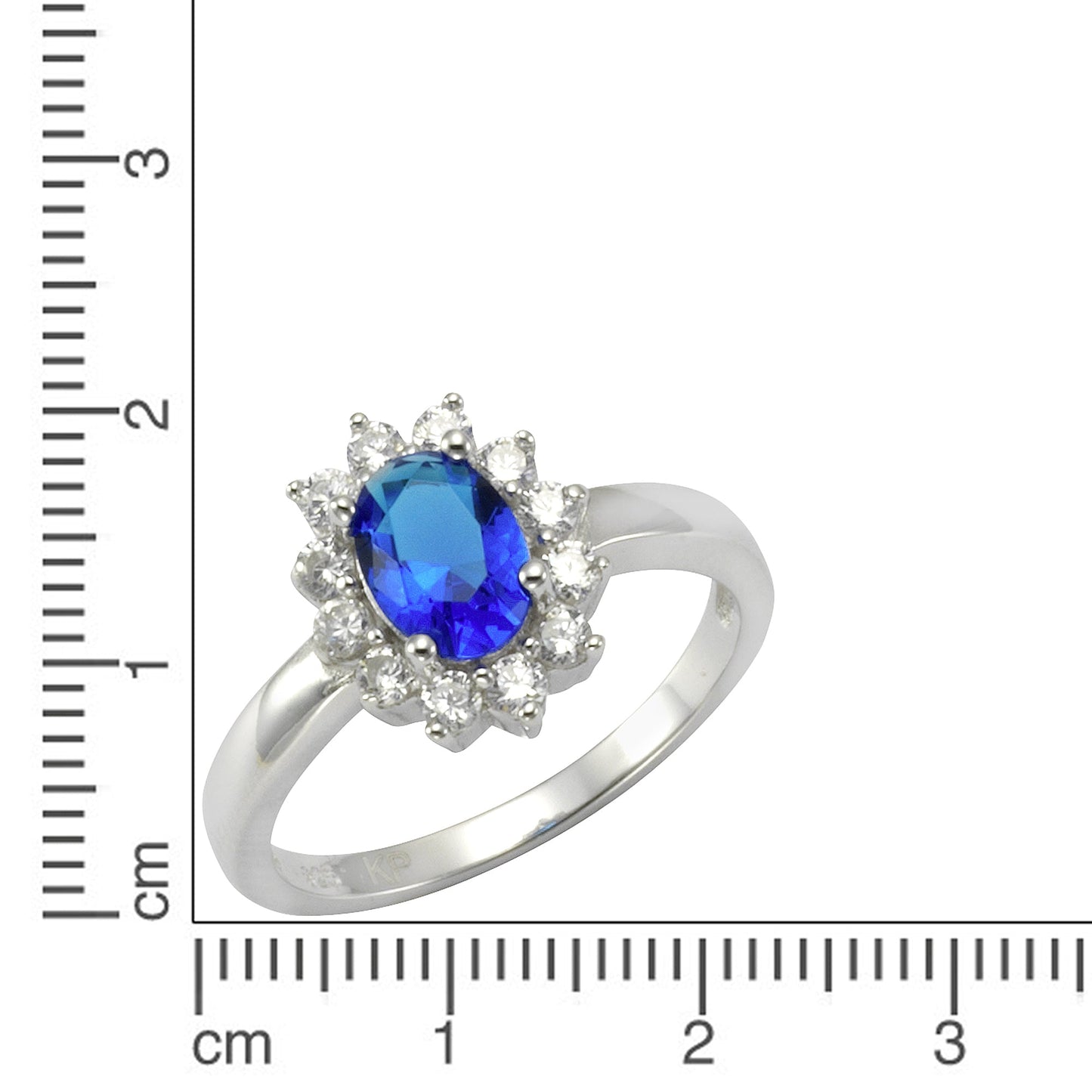 Ring 925/- Sterling Silber rhodiniert Glasstein