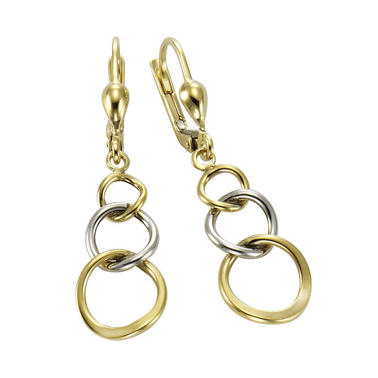 Schmuck Ohrhänger Ohrringe 375er Gold zweifarbig Ringe 3,7cm, 1 Paar günstig kaufen