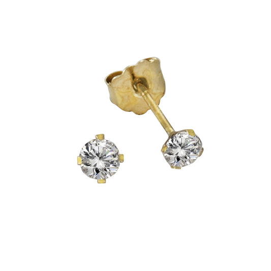 Ohrringe Gold 333 mit Zirkonia weiß 3mm