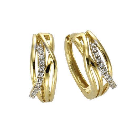 Ohrringe Gold 333 zweifarbig Creolen mit 20 Zirkonia-Steinen