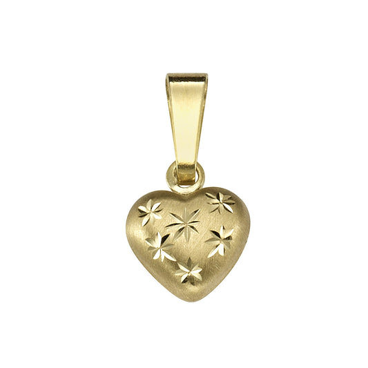 Herz Anhänger Gold 333 mit diamantierten Sternen