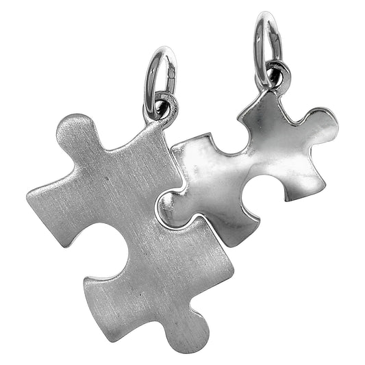 Partner Anhänger Silber 925 rhodiniert zweiteiliges Puzzle