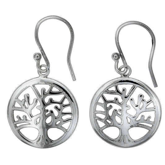Ohrringe Silber 925 rhodiniert Motiv Lebensbaum 29mm lang