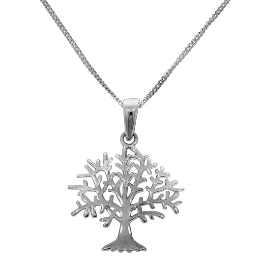 Halskette Silber 925 rhodiniert Motiv Lebensbaum 40/45cm lang mit Zwischenöse