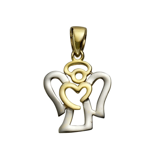 Anhänger Gold 333 zweifarbig Motiv Engel 2cm lang