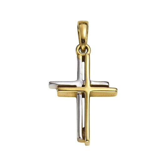 Anhänger Gold 585 Motiv Kreuz zweifarbig 2,2cm lang