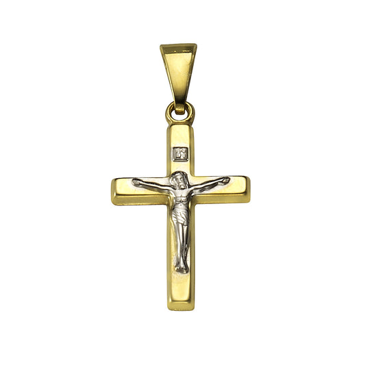 Anhänger Gold 333 Motiv Kreuz zweifarbig