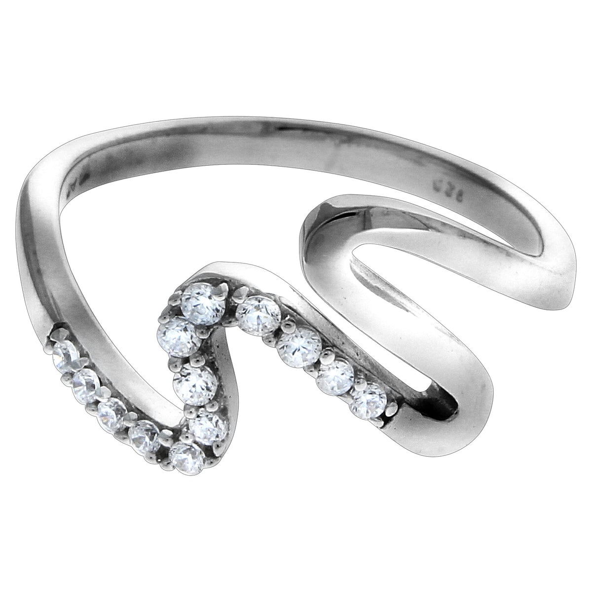 Damen Ring 925/- Sterling Silber rhodiniert Zirkonia weiß