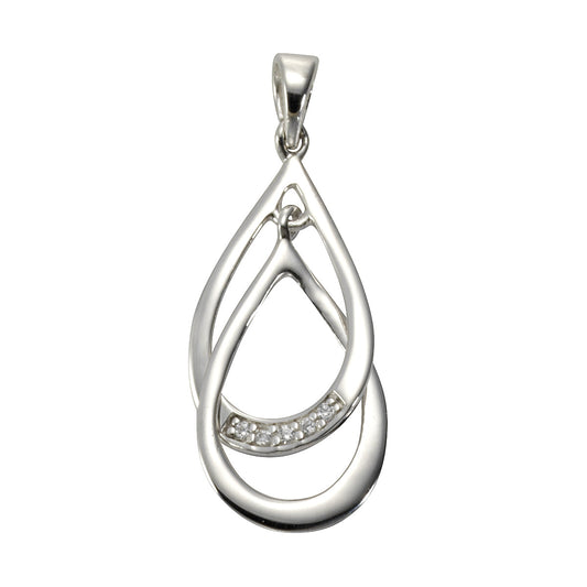Anhänger 925 Sterling Silber rhodiniert mit 5 weißen Zirkonia-Steinen