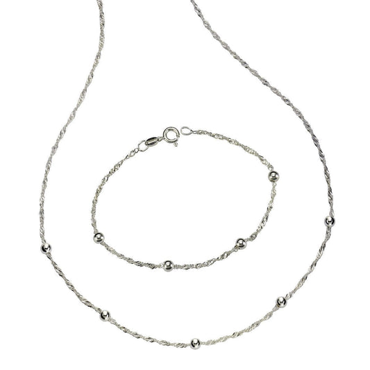2-tlg. Schmuckset 925/- Sterling Silber rhodiniert - Collier & Armband