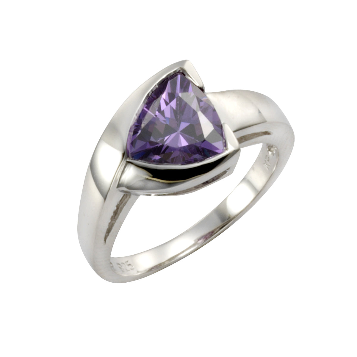 Ring aus 925 Sterling Silber rhodiniert mit Zirkonia in lila