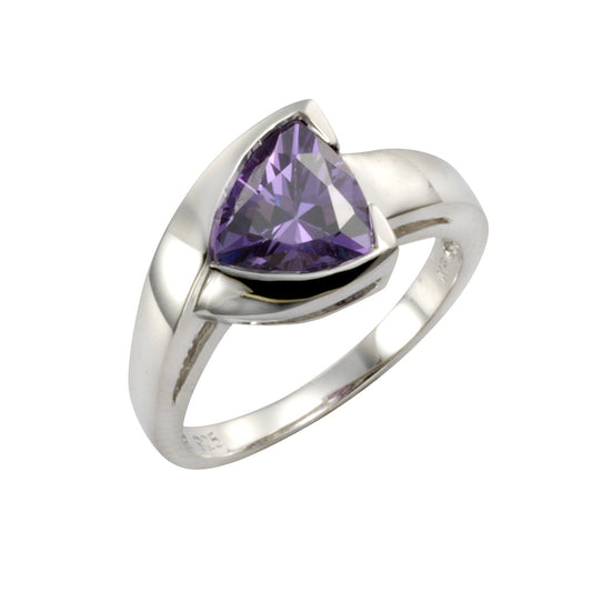 Ring aus 925 Sterling Silber rhodiniert mit Zirkonia in lila
