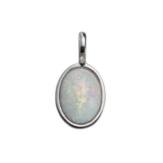 Anhänger 925/- Sterling Silber rhodiniert mit imit. Opal in weiß