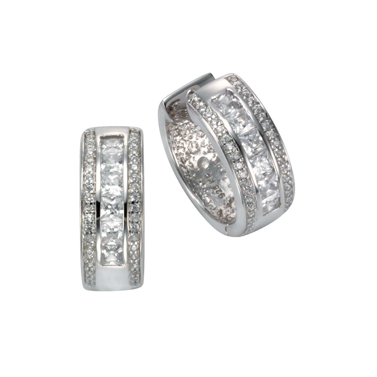 Ohrring 925/- Sterling Silber rhodiniert 1,9cm Zirkonia 0,195