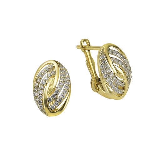 Klappcreole 375/- Gelbgold mit 72 weißen Zirkonia-Steinen