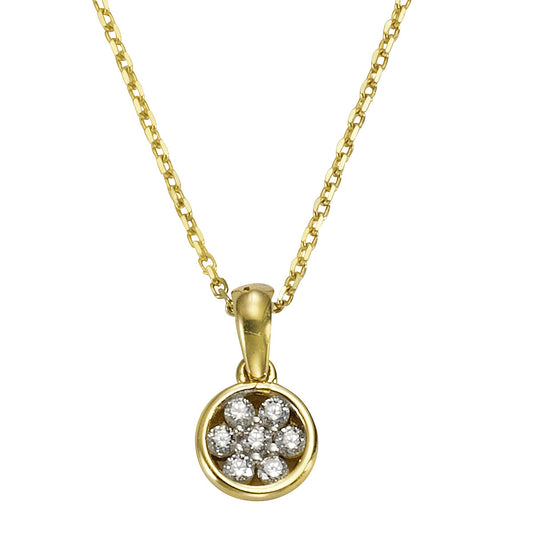 Anhänger mit Kette 375/- Gelbgold mit 7 weißen Zirkonia-Steinen