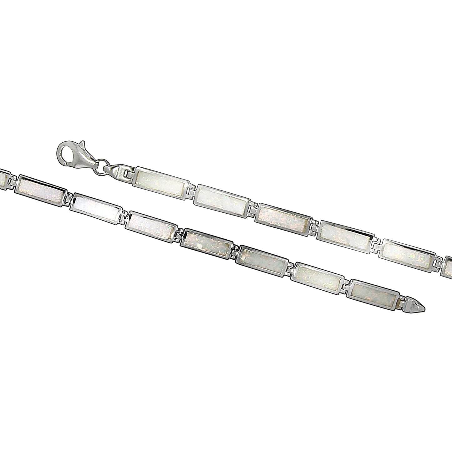 Armband 925/- Sterling Silber rhodiniert 21,0cm synth. Opal