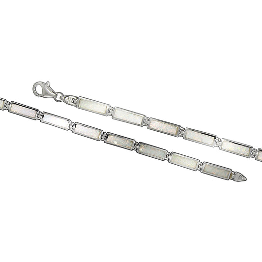 Armband aus 925/- Sterling Silber rhodiniert mit Opal in weiß