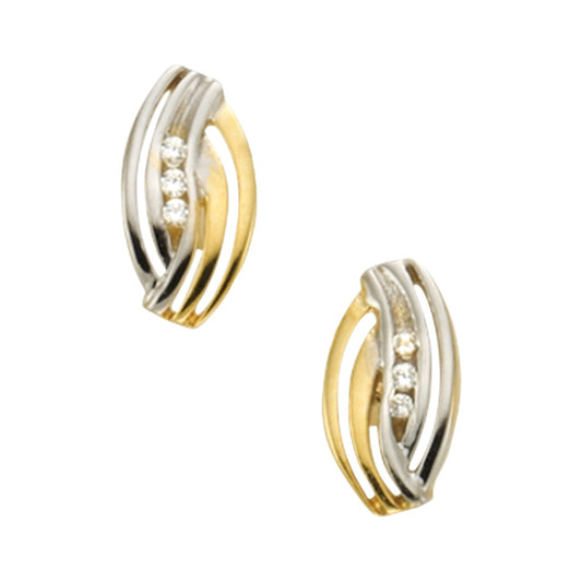 Schmuck Ohrstecker Damen 333er Gelbgold bicolor 6x Zirkonia 0,95cm, 1 Paar günstig kaufen
