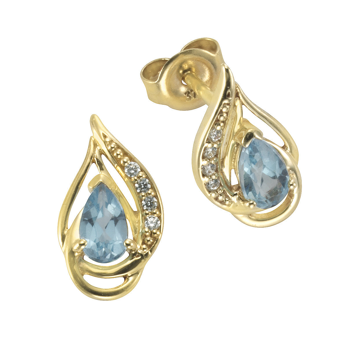 Ohrstecker 375/- Gold 1,2cm Blautopas beh.