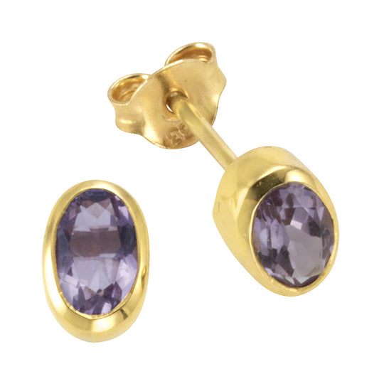 Ohrstecker aus 333/- Gelbgold mit je einem Amethyst und 0,7cm Länge