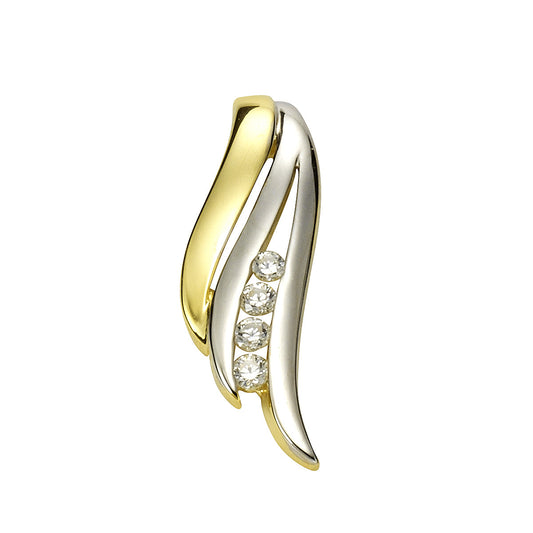 Anhänger 333/- Gelbgold bicolor mit 4 weißen Zirkonia-Steinen